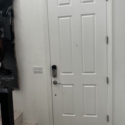 Fresh coat of paint on wall and door Fresh coat of paint on wall and door
