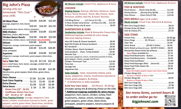Menu photo 2 Big John's Pizza Whitehall, MI