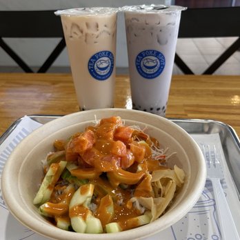 Tea Poke Spot - Taro boba and caramel milk tea with the build your own poke bowl. - Bubble Tea Near Me - Jacksonville, Florida
