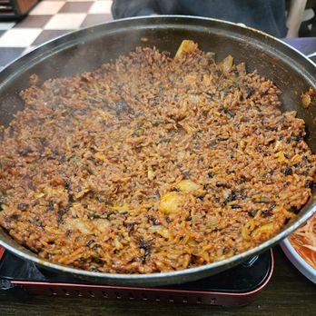 Gam Ja Gol - The bokkeumbap after with leftover soup, kimchi,  seaweed - Korean Near Me - Los Angeles, California