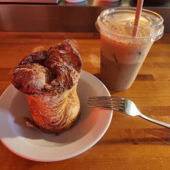 Cicada Coffee Bar - Maple kouign amann and sea salt shaker - Vietnamese Near Me - Cambridge, Massachusetts