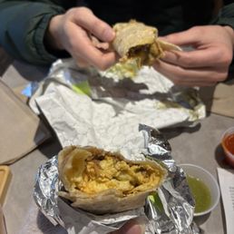 burnt ends egg & cheese (first few bites)