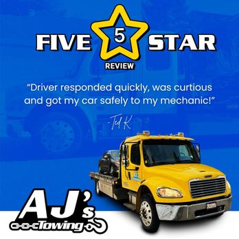 Ajs Towing - Curious about our service? This five-star review speaks for itself! See why so many people choose us for their needs. - Towing Near Me - Galt, California
