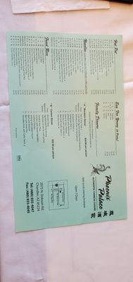 Menu photo 2 Phoenix Palace Chandler, AZ