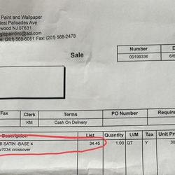 Ricciardi Bros National Paint - Eagle Invoice