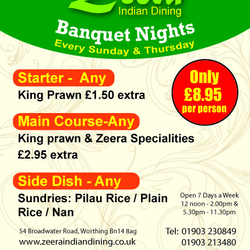 Zeera Indian Restaurant - Our Exclusive Banquet Nights!