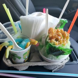 Sour green apple with caramel and cotton candy for the kids!