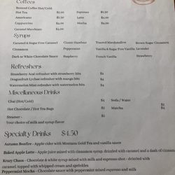God's Embrace Coffee Shop - Drink menu