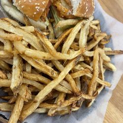 Lazy 6 - Chicken sandwich with fries.