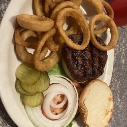 Trailhead Family Restaurant - The burger with onion rings