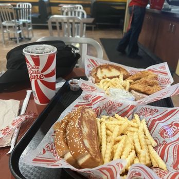 Raising Cane's Chicken Fingers - 4 strip meal with the extra fries & bread they gave me! - Fast Food Near Me - Cedar Park, Texas