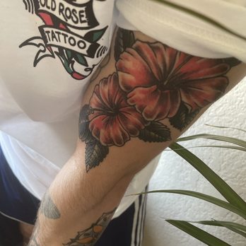 Old Rose Tattoo - Hibiscus flower by D. Silva. - Tattoo Near Me - Temecula, California Old Rose Tattoo - Hibiscus flower by D. Silva. - Tattoo Near Me - Temecula, California