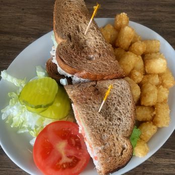 Tobey's 19th Hole Cafe - Hubby's tuna salad on wheat with tots. - American Near Me - San Diego, California Tobey's 19th Hole Cafe - Hubby's tuna salad on wheat with tots. - American Near Me - San Diego, California