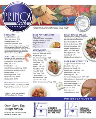 Menu photo 2 Primos Cafe Ridgeland, MS