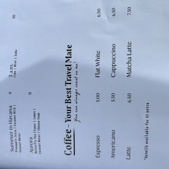 Glad - Jan 2026 - coffee selection.  No teas - Thai Near Me - Markham, Ontario