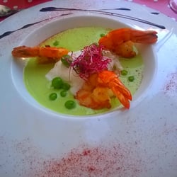 Le Palais d' Antan - Cappuccino de petits pois et gambas grillées
