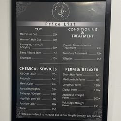 Hannah’s Hair - Price List