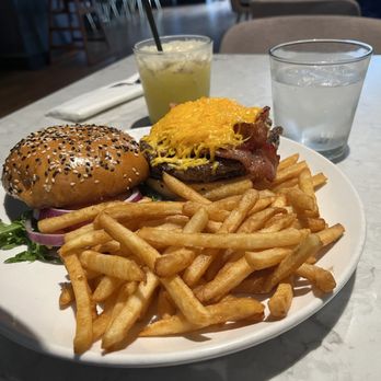 360 brunch house - Cheese Classic Hamburger with cheese, and bacon...fries included $14 - Breakfast & Brunch Near Me - Dallas, Texas