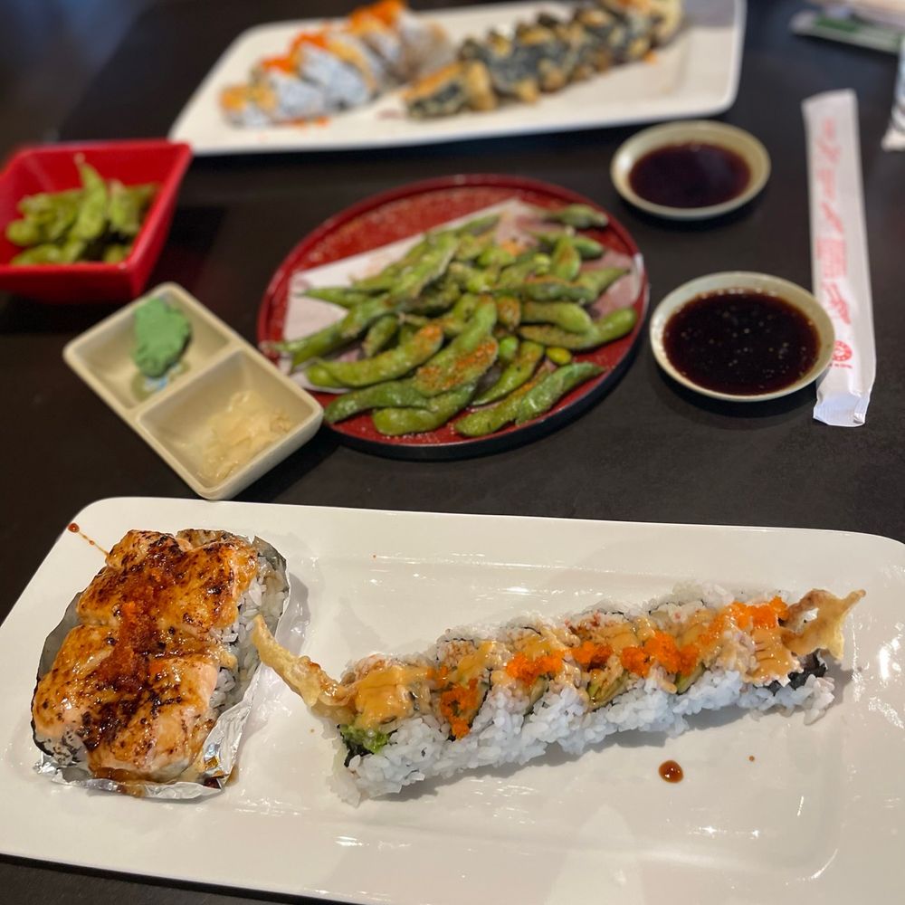 Crazy Sushi - Left: Lion King Roll Right: Spider Roll - Sushi Bars Near Me - Rocklin, California