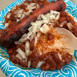Venice Hongwanji Buddhist Temple - Chili hot dog over rice