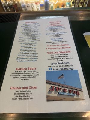 Menu photo 7 JP's Pub San Diego, CA