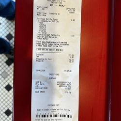My receipt from the purchase