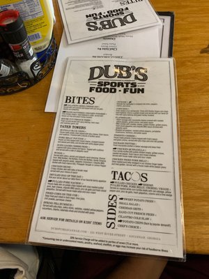 Menu photo 6 Dubs Pub Savannah, GA