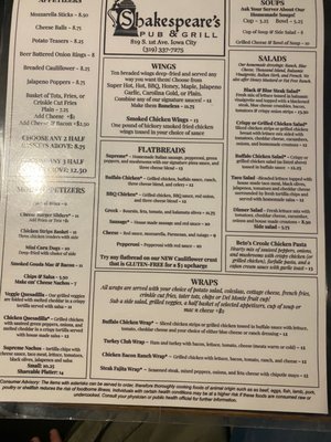 Menu photo 4 Shakespeare's Iowa City, IA