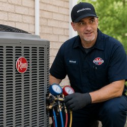 Burleson Plumbing & Heating Company - One of our experienced HVAC technicians performing routine maintenance to keep a customer's heating and cooling system operating efficiently