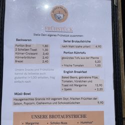 Zuckerl - Frühstückskarte