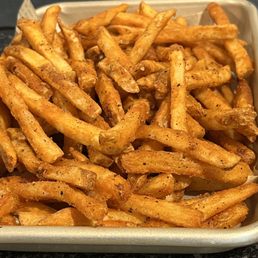 Not too salty, but well-seasoned fries. Not too salty, but well-seasoned fries.