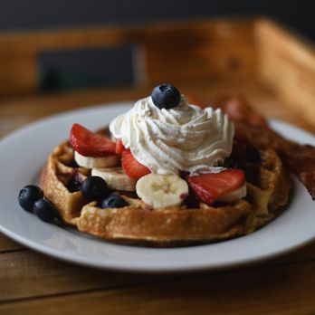 Cuero Pecan House Cafe - Waffle with fruit - Coffee & Tea Near Me - Cuero, Texas Cuero Pecan House Cafe - Waffle with fruit - Coffee & Tea Near Me - Cuero, Texas