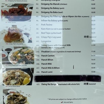 3 Star Restaurant - Menu - Filipino dishes - Filipino Near Me - Vallejo, California