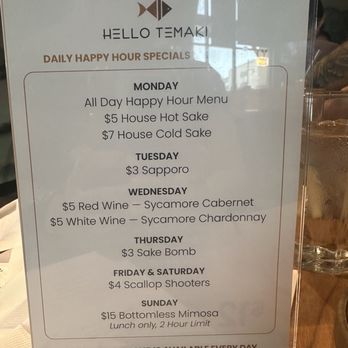 Hello Temaki - Happy hour menu. - Sushi Bars Near Me - Elk Grove, California