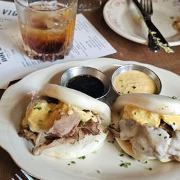 Italian beef bao buns and an old fashioned Italian beef bao buns and an old fashioned