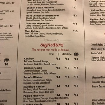 Papa Murphy's - the menu of the restaurant - Pizza Near Me - Edwardsville, Illinois
