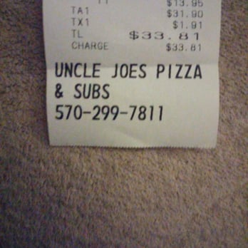 Uncle Joe's Pizza & Subs - The $18 buffalo chix was half chix wing, half PLAIN...their policy is to chg for a full pie of whatever side is more expensive - Pizza Near Me - Pittston, Pennsylvania