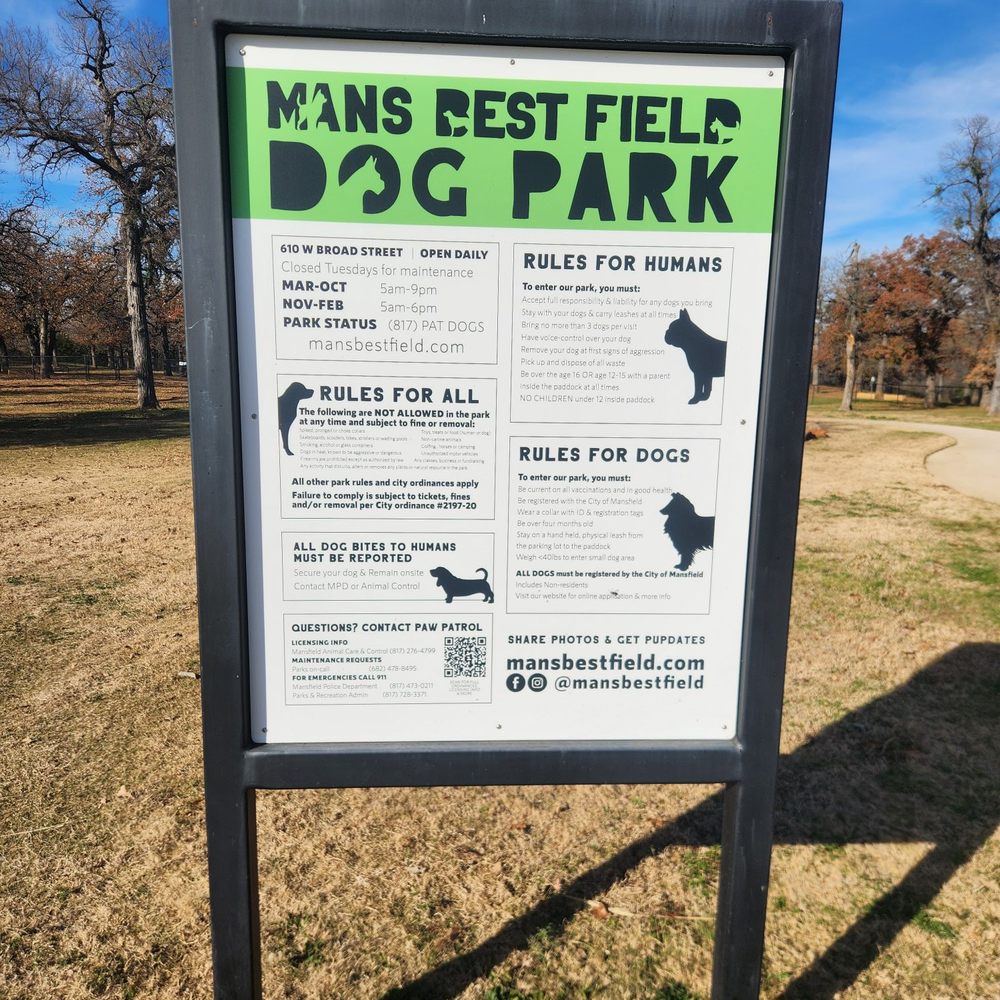 Mans Best Field Dog Park - Dog rules - Dog Parks Near Me - Mansfield, Texas Mans Best Field Dog Park - Dog rules - Dog Parks Near Me - Mansfield, Texas