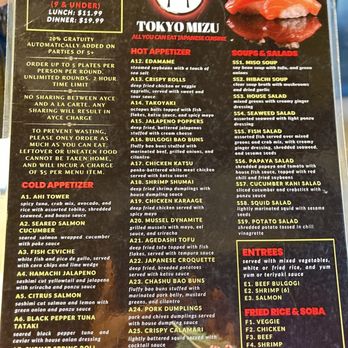 Tokyo Mizu - Menu - Sushi Bars Near Me - Arlington, Texas Tokyo Mizu - Menu - Sushi Bars Near Me - Arlington, Texas