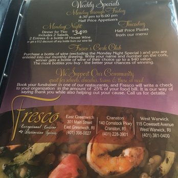 Fresco - Specials - Pizza Near Me - Cranston, Rhode Island