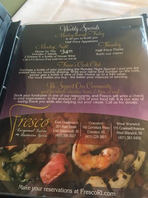 Menu photo 3 Fresco Cranston, RI
