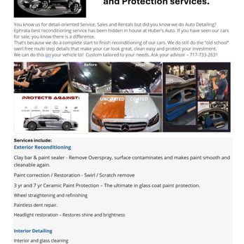 Huber's Auto Group - Auto detailing, Reconditioning and Protection services - Auto Repair Near Me - Ephrata, Pennsylvania