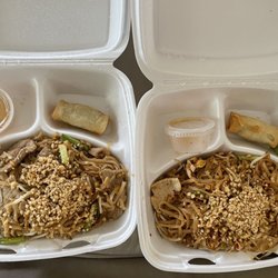 Thaitanium - Pad Thai (dark shade of gray is beef, light shade of gray is chicken) Dry, so incredibly dry!