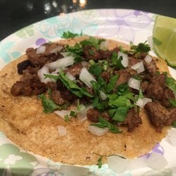 Steak taco with corn tortilla