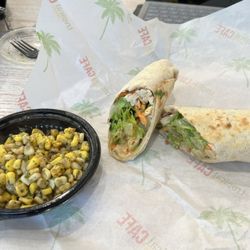 Tropical Smoothie Cafe - Thai chicken wrap and jalapeno corn