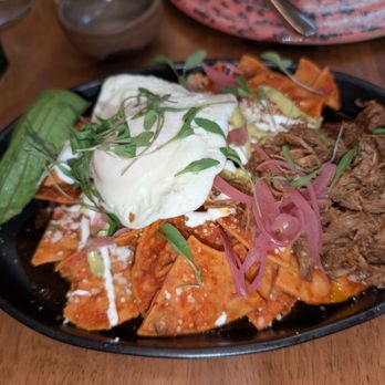 Amor A Mi - Chilaquiles rojo with barbacoa - Mexican Near Me - Burbank, California Amor A Mi - Chilaquiles rojo with barbacoa - Mexican Near Me - Burbank, California