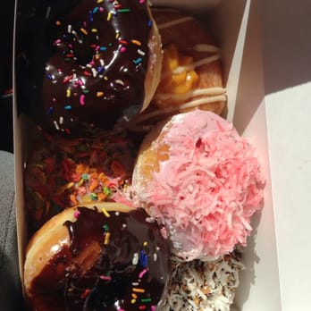 Mojo Donuts - Coconut cream, snowball, fruttypebbles and for my hubby(plain and simple) chocolate with sprinkles. - Donuts Near Me - Pembroke Pines, Florida Mojo Donuts - Coconut cream, snowball, fruttypebbles and for my hubby(plain and simple) chocolate with sprinkles. - Donuts Near Me - Pembroke Pines, Florida