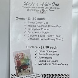 Toppings and unders pricing Toppings and unders pricing