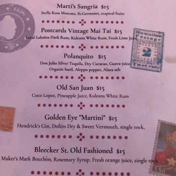 Postcards Restaurant - Signature cocktails - Seafood Near Me - Hanalei, Hawaii Postcards Restaurant - Signature cocktails - Seafood Near Me - Hanalei, Hawaii