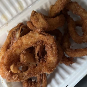 Eat Crispy Burger Encinitas - Scrappy onion rings but replaced with perfect ones. - Burgers Near Me - Encinitas, California